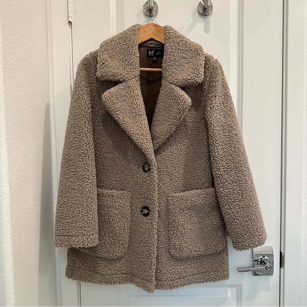 Zara - Teddy Coat - Grey - Size XS